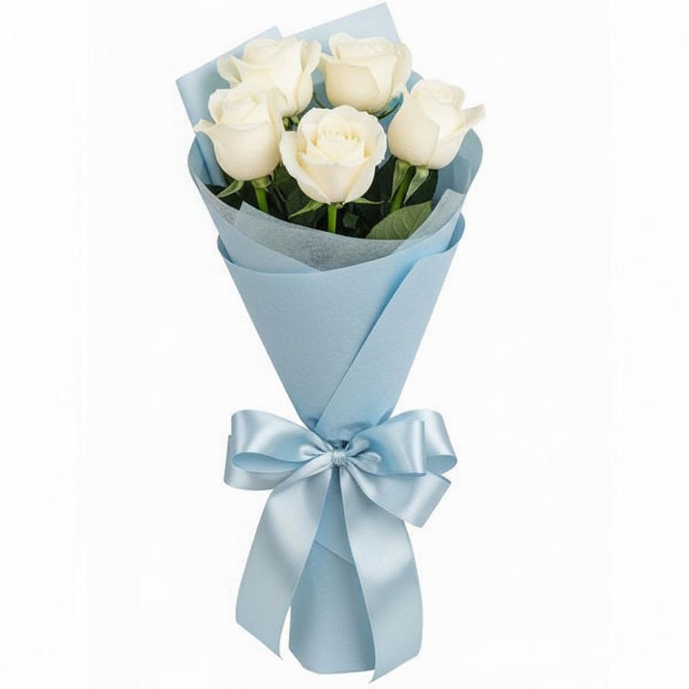 Букет 5 Белых роз Проуд в Чурапче