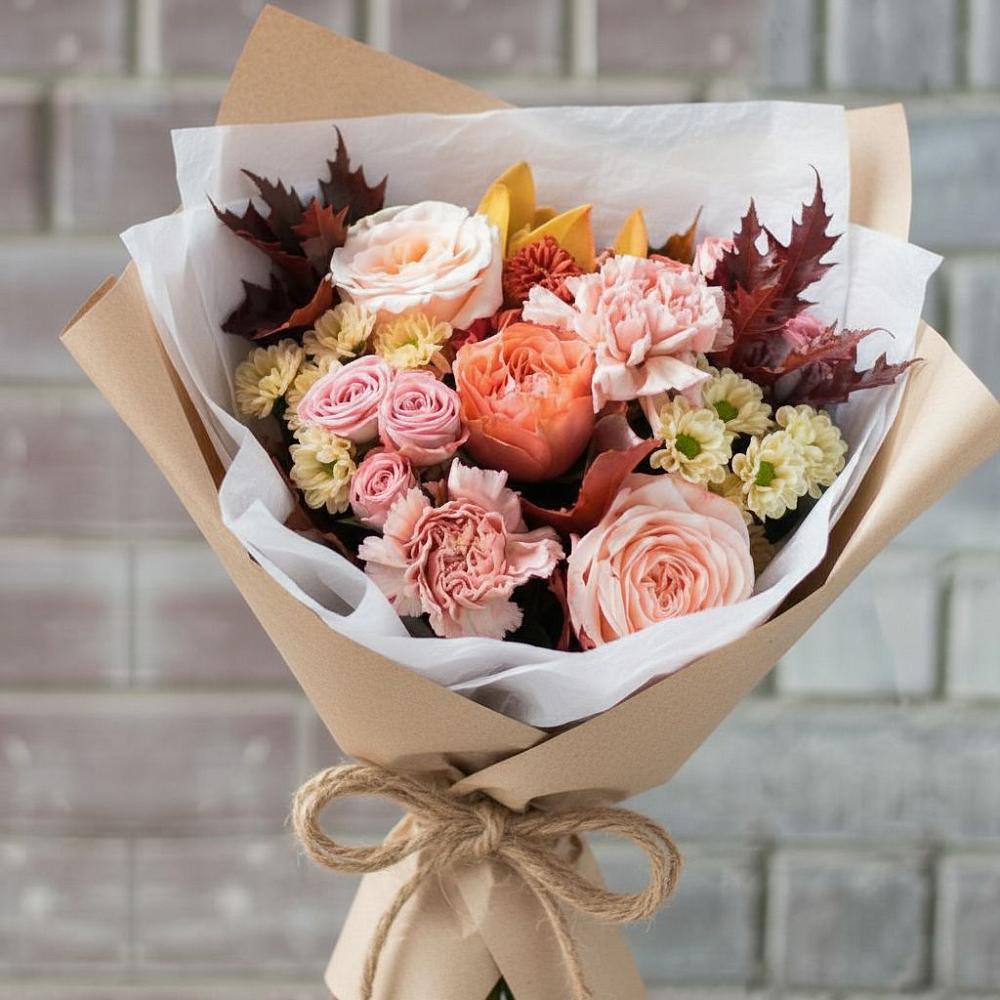 Букет цветов из: Гвоздики, Хризантемы и Розы в Чурапче