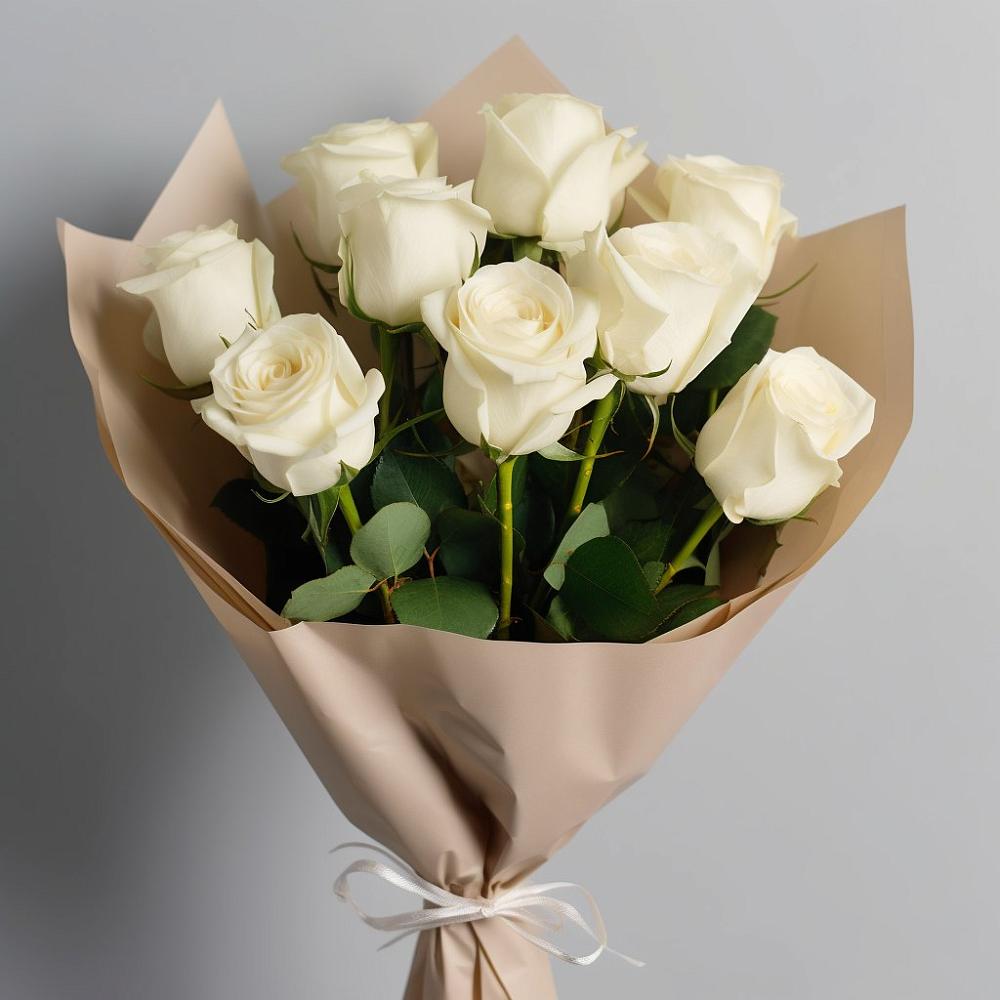 Букет 9 Белых роз Эдлесс Лав в Чурапче