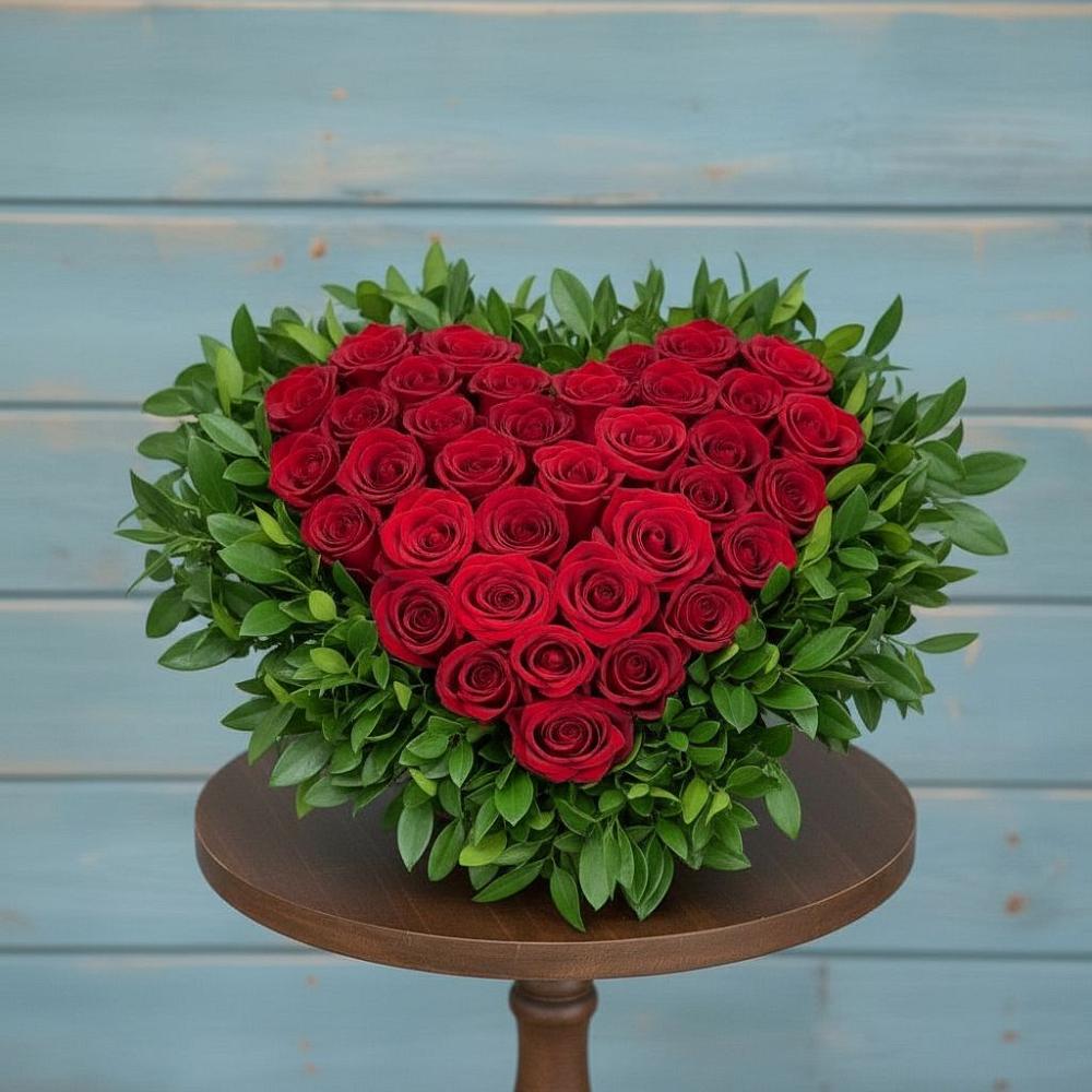 Цветочная композиция из Розы в виде сердца в Чурапче