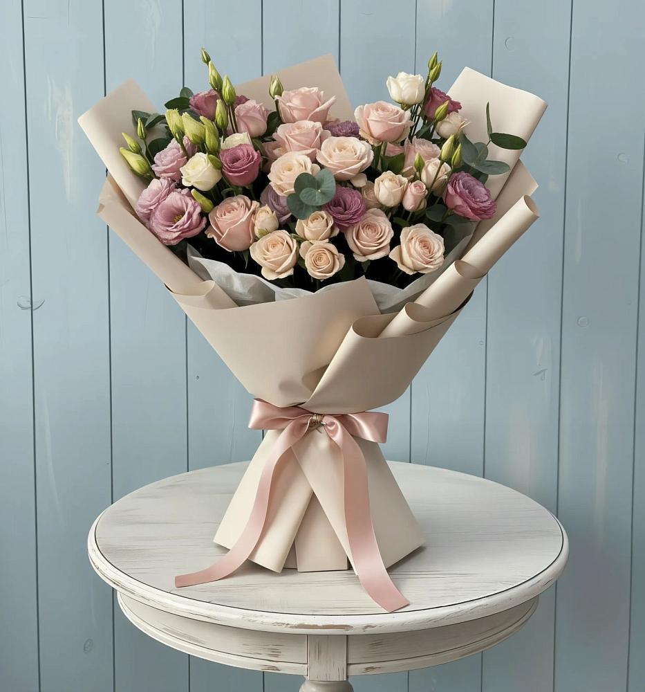 Букет цветов из: Розы и Лизиантусы в Чурапче