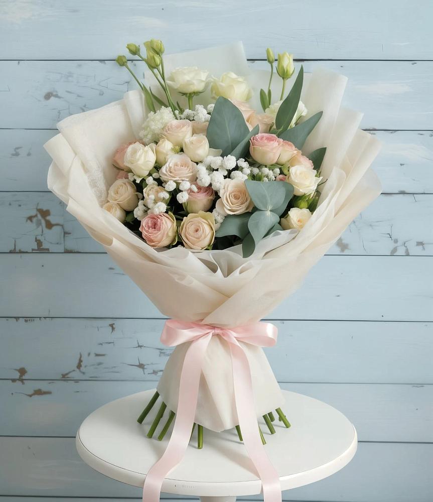 Букет цветов из: Розы и Лизиантусы в Чурапче