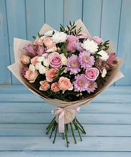 Букет цветов из:  Хризантемы, Розы и Альстромерии в Чурапче